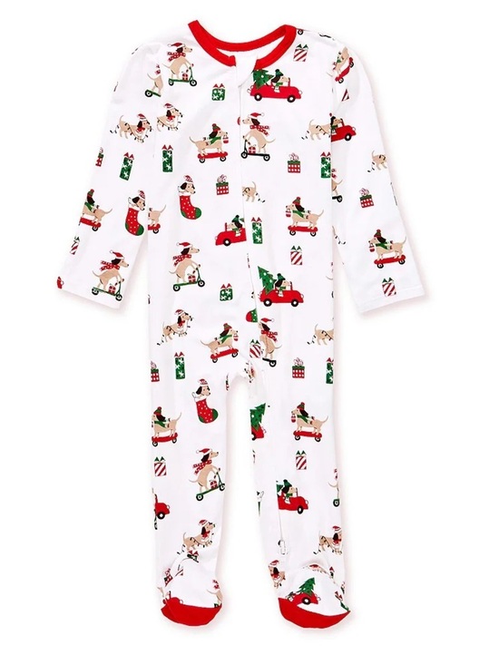 Little Me Other - Little Me • NWT Holiday Christmas Dog Print Footed Pajamas - White & Red